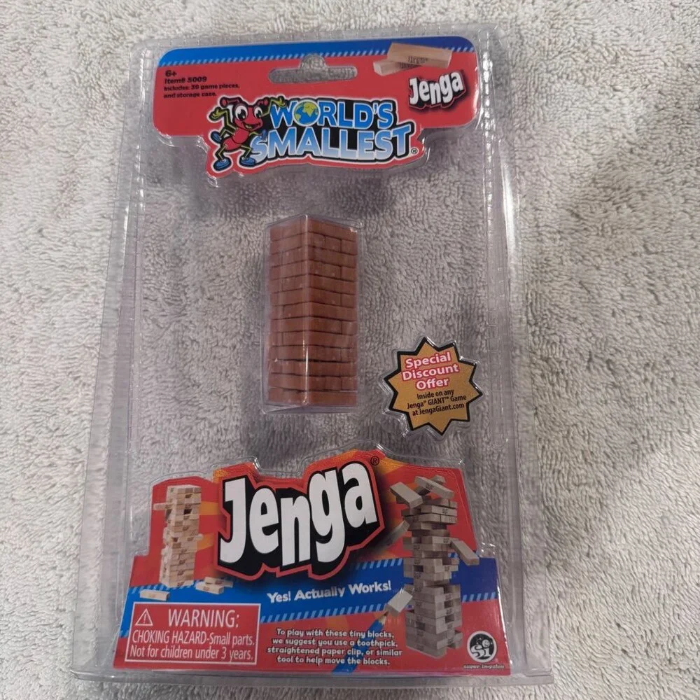 Worlds Smallest Jenga Miniature Game Includes 39 Game Pieces Ages 6+ Yes It Work - Picture 1 of 2